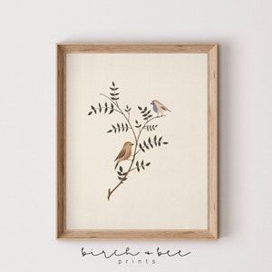 Arte de pared de rama de pájaro/ Vivero estético vintage / Arte de vivero de aves / Arte de pared imprimible #312