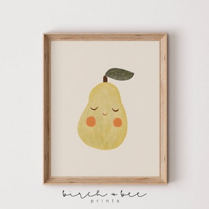 Birne Wandkunst | Neutrale Kinderzimmer Kunst | Niedliches Kinderzimmer Dekor | Druckbare Kunst #298