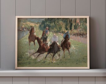 Vintage paardenkunst | Paardenrace schilderij | Abstracte paarden afdrukbare kunst #277