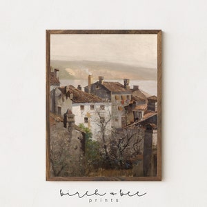 Vintage Italian Village Oil Painting | Printable Wall Art | #3