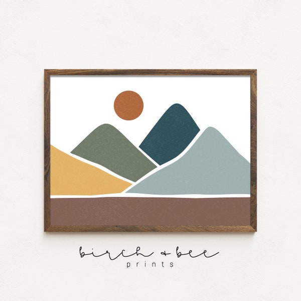 Neutral Landscape Mountain Art Print | Nursery and Kids Room Wall Art #114