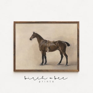 Vintage Horse Painting | Hunter Equestrian Decor | Neutral Tone Printable #62