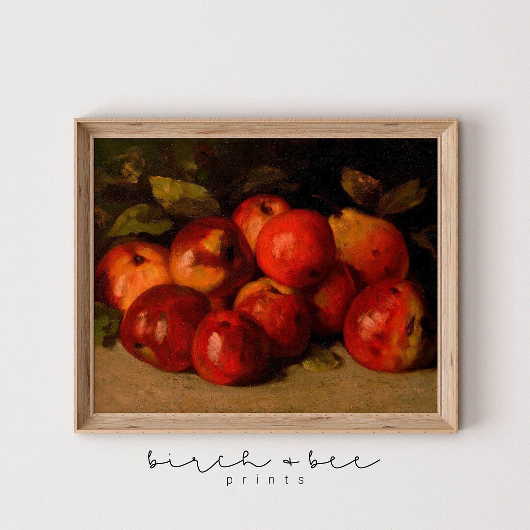 Vintage Apple Still Life Painting | Kitchen Wall Art | MAILED ART PRINT ...