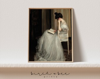 Woman Reading Painting | Vintage Woman Portrait | Digital Printable #135