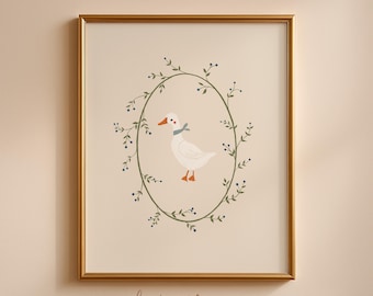 Gans Kinderzimmer Poster | Vintage Ästhetisches Kinderzimmer | Niedliches Kinderzimmer Dekor | Druckbare Kunst #304