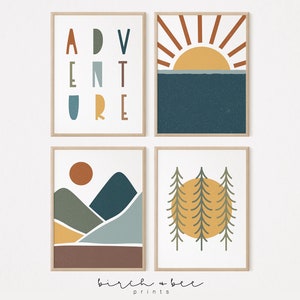 Adventure Print Set of 4 | Kids Room Wall Art | Adventure Outdoor Mountain Themed Nursery | Explore Printable Wall Art Digital Download #287