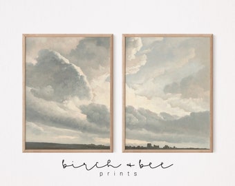 Vintage Cloud Painting Set of 2 | Cloud Nursery Wall Art | Digital Printable #13