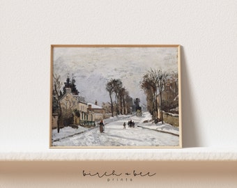 Winter Village Print | Vintage Snow Painting | Digital Printable #169