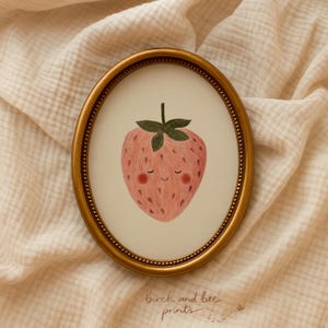 Aardbeikunstafdruk | Fruitkwekerijkunst | Leuke kinderkamerdecoratie | Afdrukbare muurkunst #299 afbeelding 3