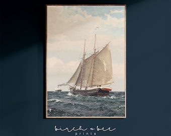 Cuadro de barco vintage: Lámina náutica para guardería (descarga digital)