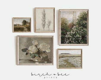 Vintage Botanische Galerie Wand Kunst Set: Farmhaus Deko (Digitaler Download)