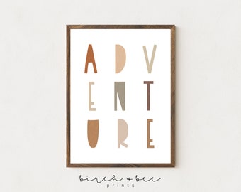 Adventure Kids Print | Adventure Nursery Wall Art | Neutral Wall Art | Outdoor Themed Nursery