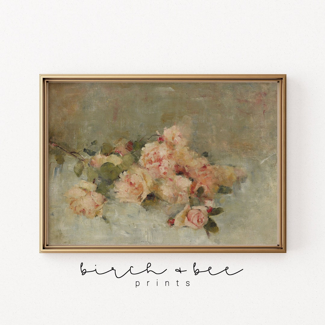 Vintage Rose Bouquet Painting: French Country Floral Art (digital ...