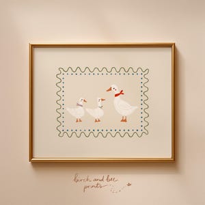 Vintage Goose Family Art Print: Neutral Nursery Decor Bild 1