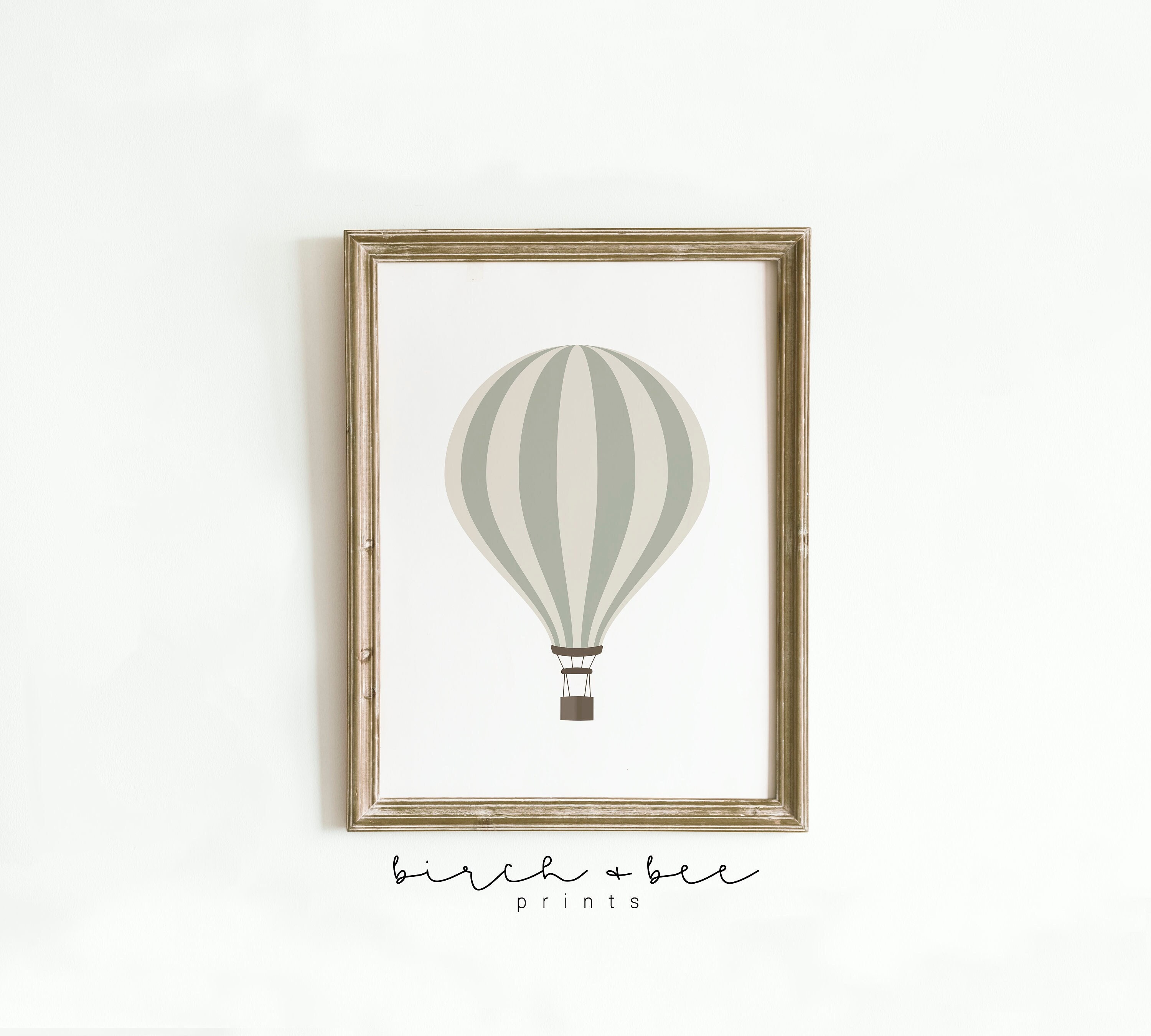 Hot Air Balloon Print | Neutral Nursery Wall Art | Play Room Prints