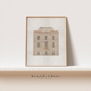 Vintage Architectural Print | European Building Wall Art | Antique Etching Printable #191