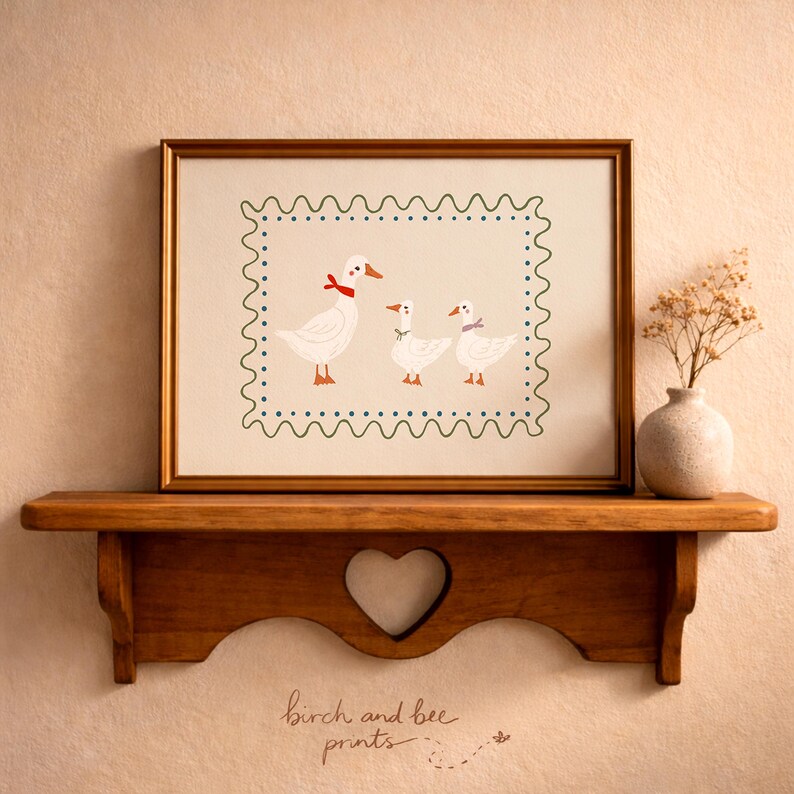 Vintage Goose Family Art Print: Neutral Nursery Decor Bild 6