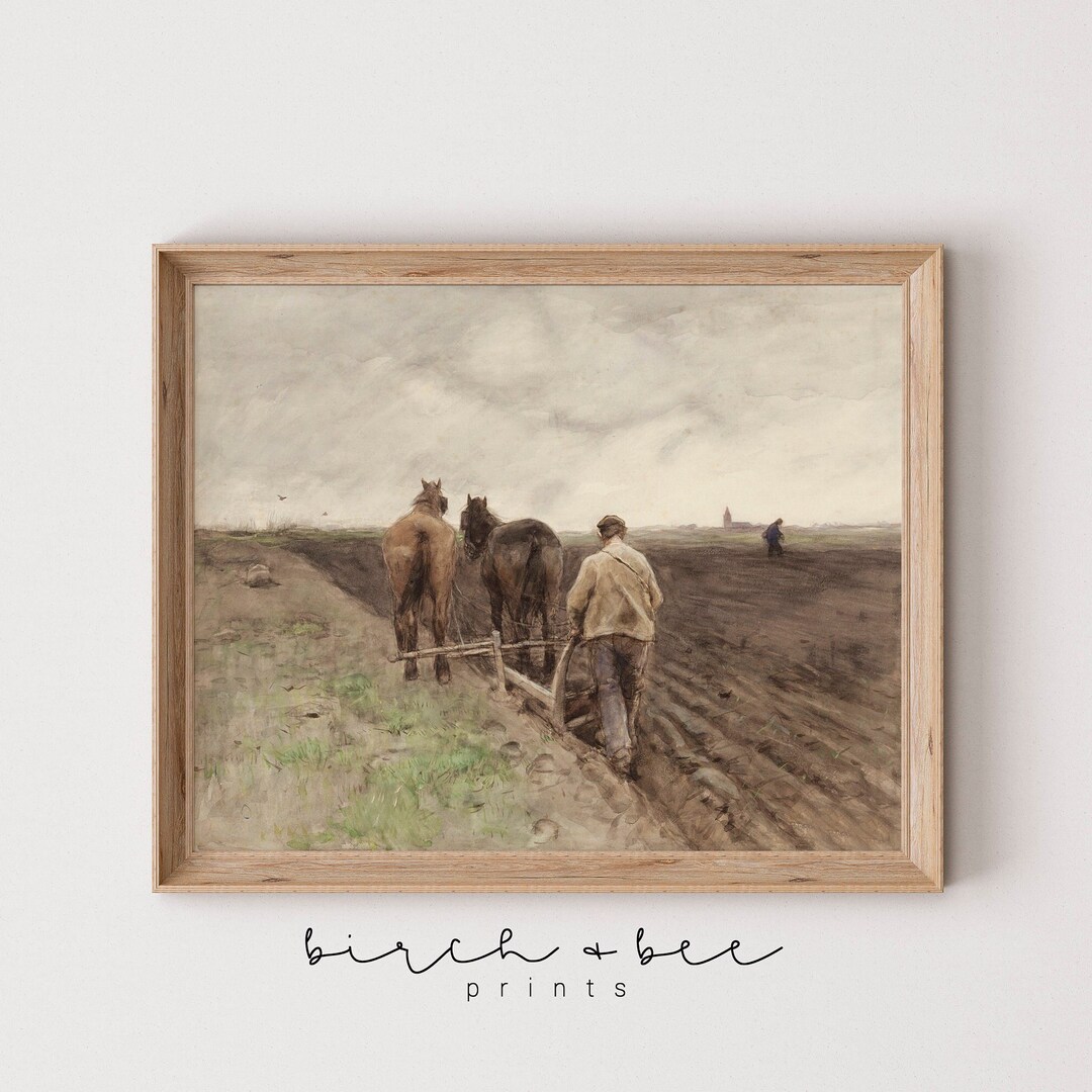 Vintage Farmhouse Print | Horse and Plow Decor | MAILED ART PRINT #19 ...