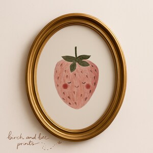 Aardbeikunstafdruk | Fruitkwekerijkunst | Leuke kinderkamerdecoratie | Afdrukbare muurkunst #299 afbeelding 6