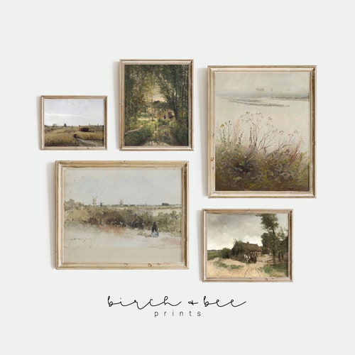 French Country Gallery Wall Art Set of 5 Vintage Floral Etsy