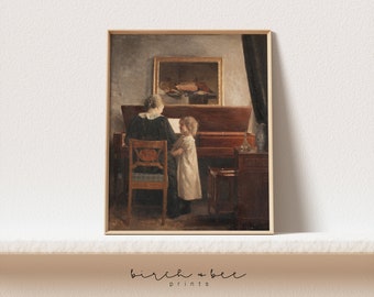 Piano Painting | Vintage Piano Room Decor | Antique Digital Art Print #171