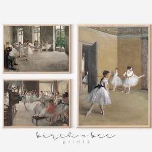 Vintage Ballerina Print Set of 3 | Dance Studio Art Set | Ballerina Painting Digital Printable