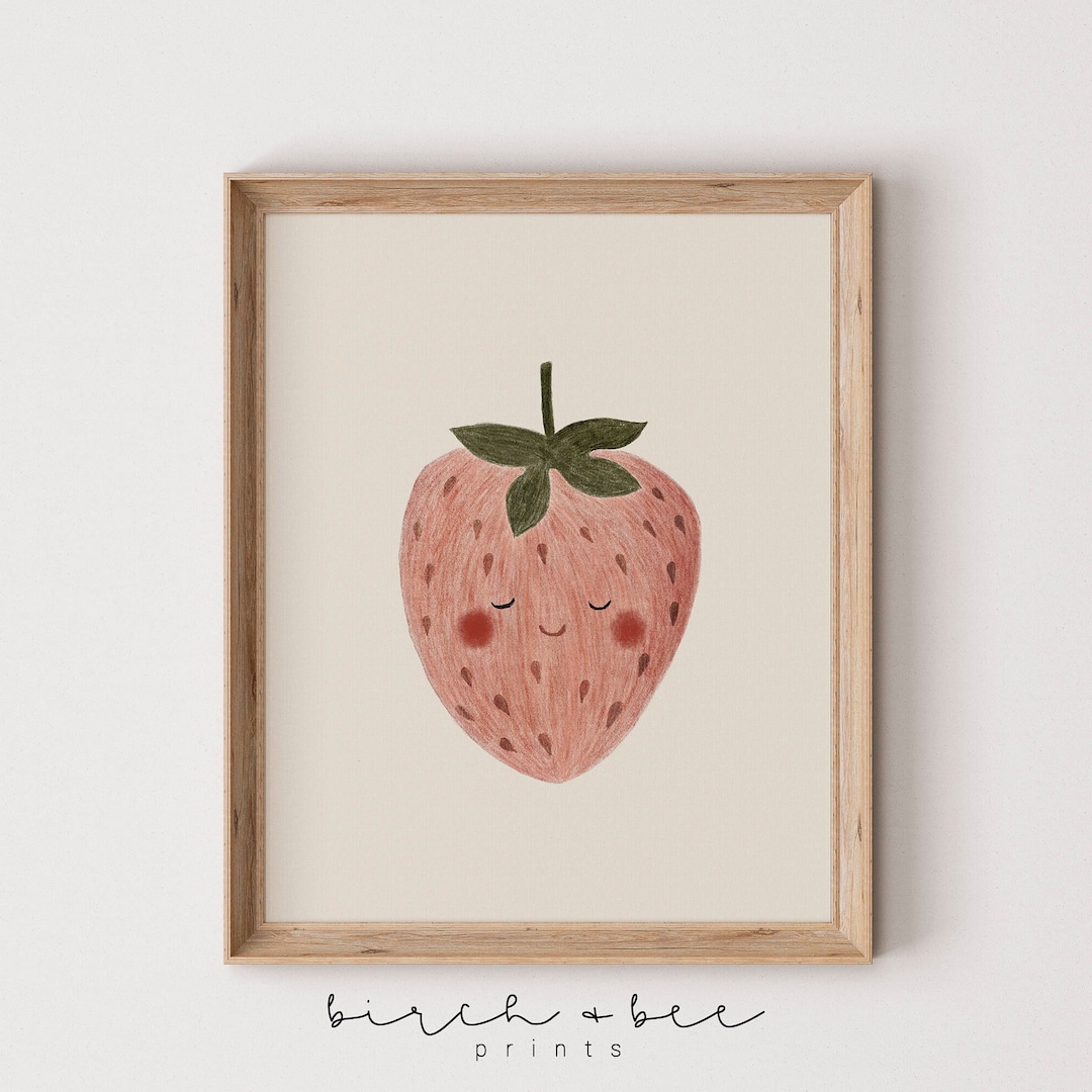 Strawberry Art Print Fruit Nursery Art Cute Nursery Decor Printable Wall Art 299 Etsy