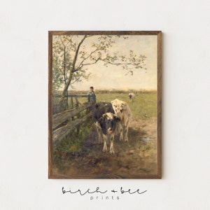 Vintage Cow Painting | Farmhouse Decor | MAILED ART PRINT  #5