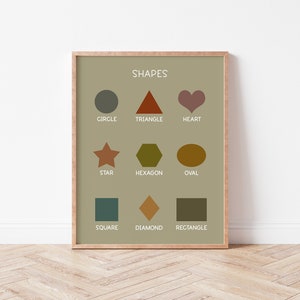 Sage Green Shapes Print: Educational Nursery Art (Digital Download)