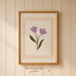 Floral Nursery Art Print: Purple Flower Theme