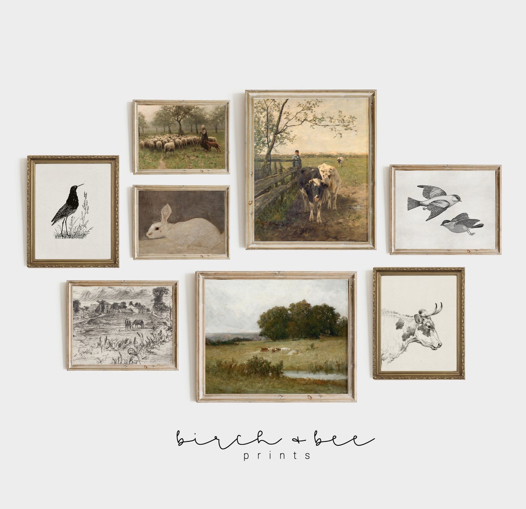 Vintage Farmhouse Gallery Wall Set of 15 Cozy Farmhouse Print Bundle