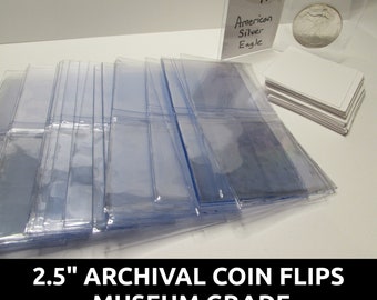 Monedas de plástico mylar de 2,5" para archivo, para almacenamiento (cantidad a elegir: 25, 50, 100, 200 o 500)