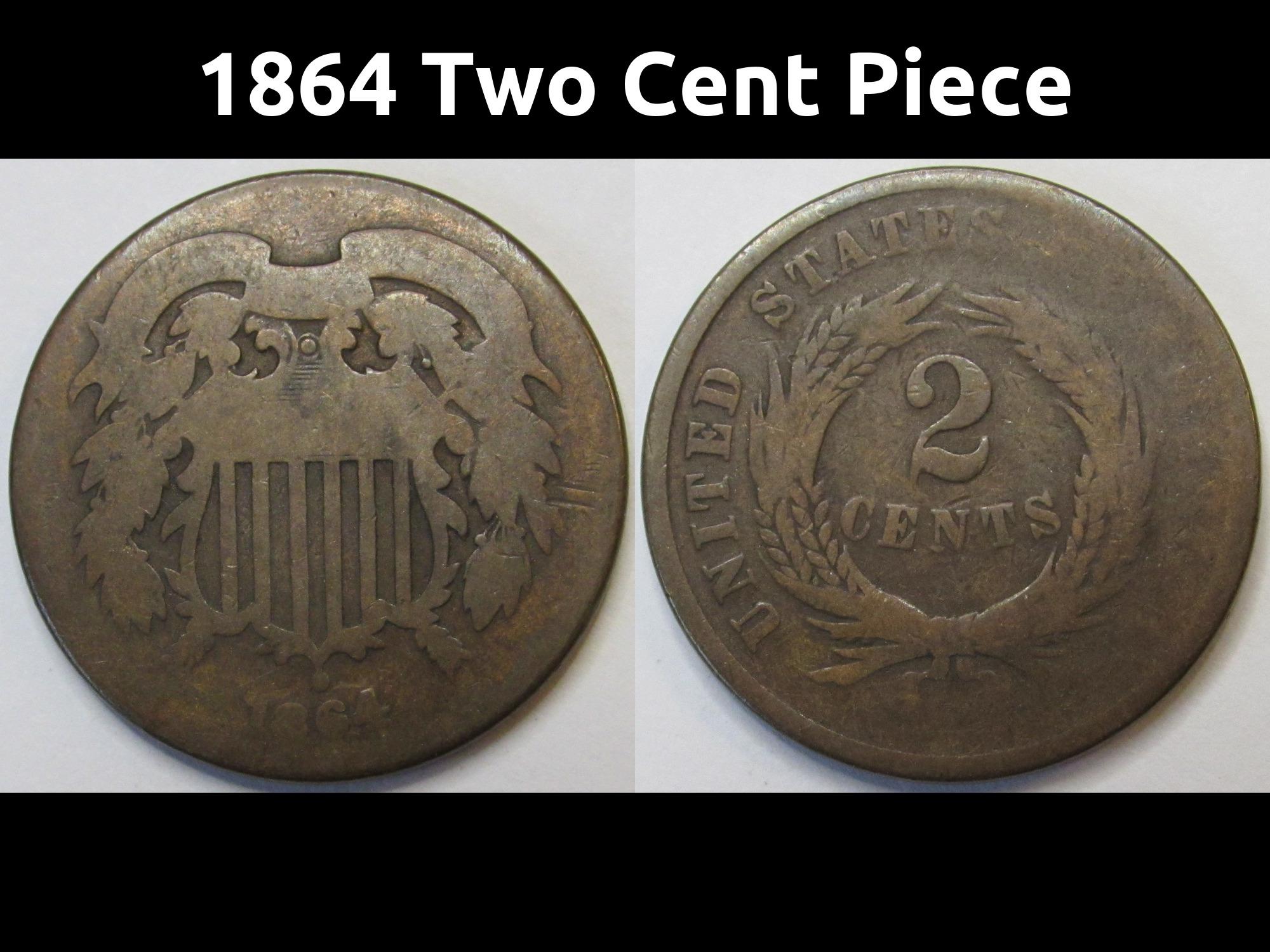 アメリカ　２セント銅貨　1864年 美品 1864年 2セント硬貨 - グレード/状態から選ぶ - 南北戦争時代の