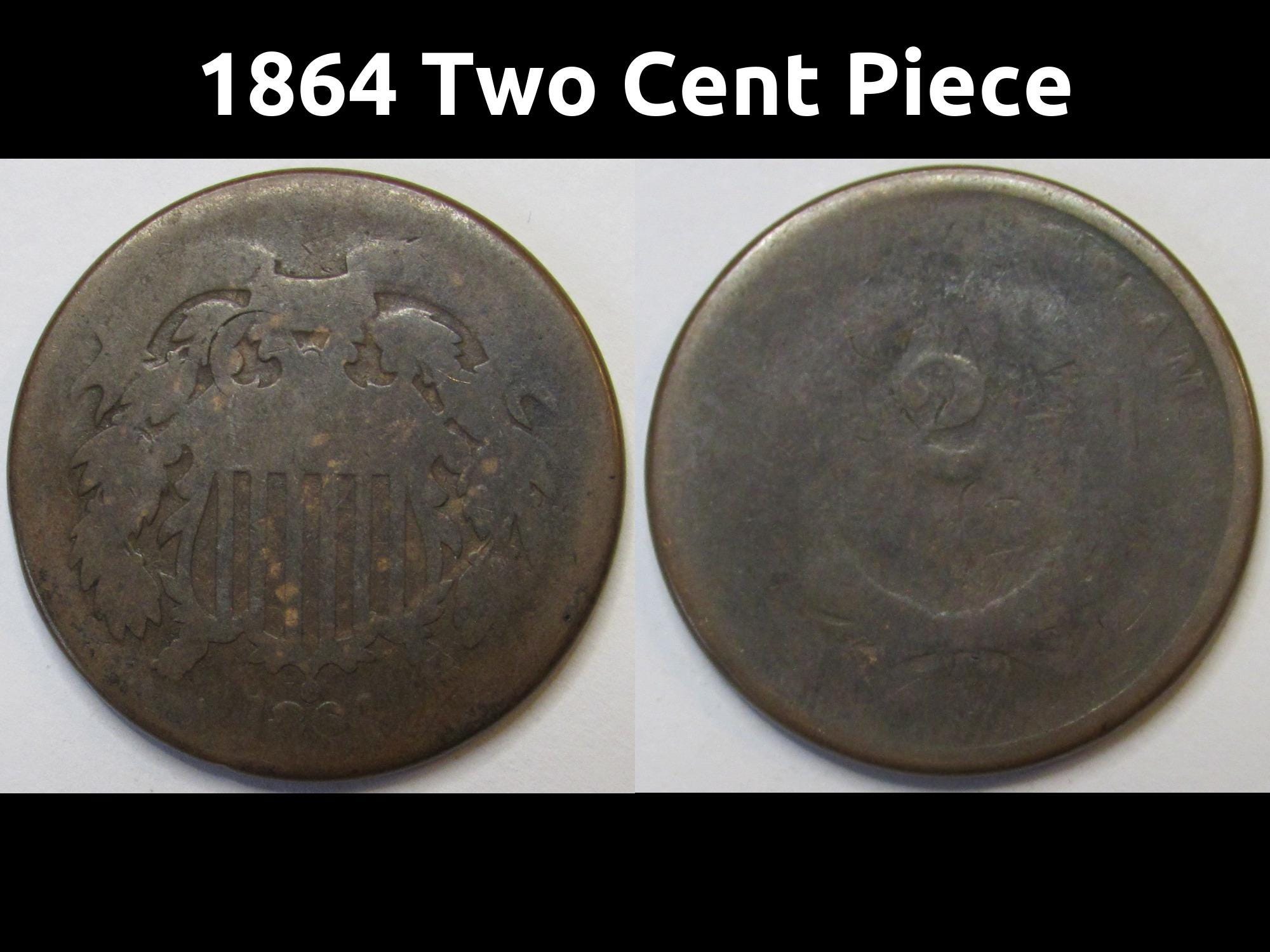 1864年 アメリカ合衆国 2セント硬貨！ 1864年 - アメリカ合衆国