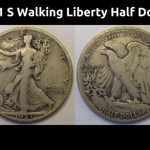 1921 S Walking Liberty Half Dollar - antique key date San Francisco mintmark coin