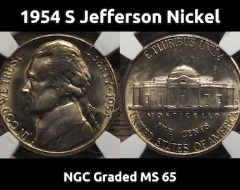 1954年 S ジェファーソンニッケル - NGCグレード MS 65 - ヴィンテージ