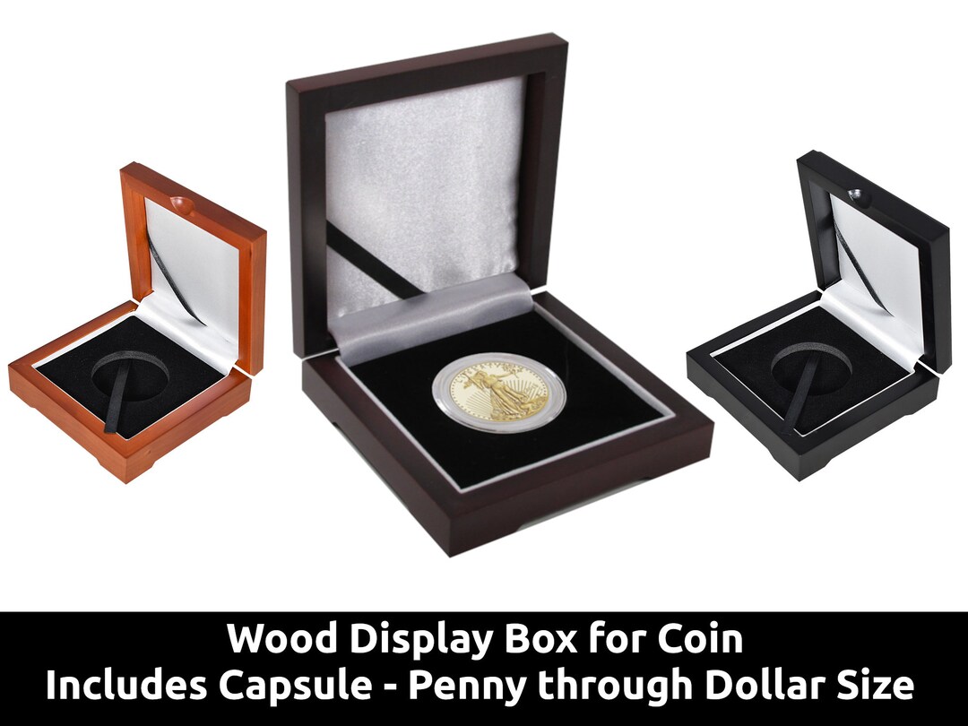 Single Coin Wood Display Box Presentation Box for Penny, Nickel, Dime