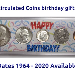 Birthday Coins Gift Set in plastic display case - choose date 1963-2022 - Uncirculated Condition