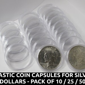 Silver Dollar sized Plastic Coin Capsules - 38mm holders for coins - pack of 10 / 25 / 50 / 100 / 200
