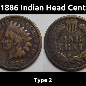 1886 Indian Head Cent - Type 2 - historic Wild West era American penny