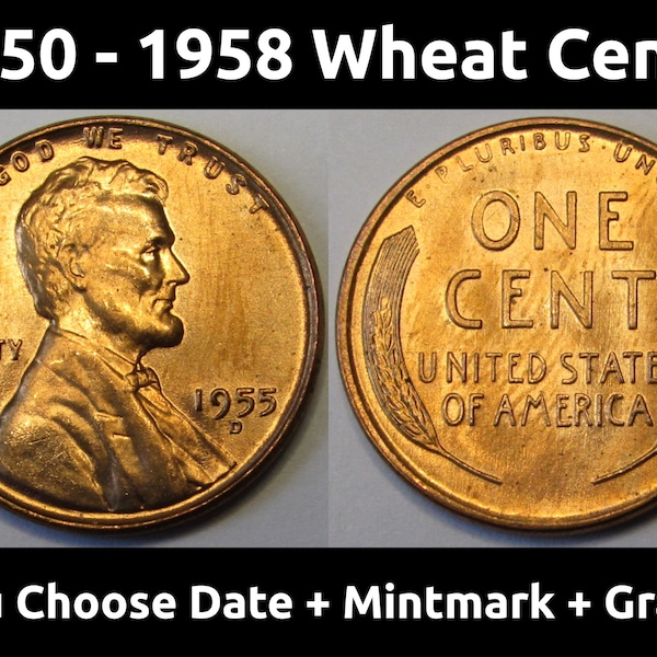 Lincoln Wheat Pennies - 1950 to 1958 PDS - choose date / mintmark / grade - 1950, 1951, 1952, 1953, 1954, 1955, 1956, 1957, 1958