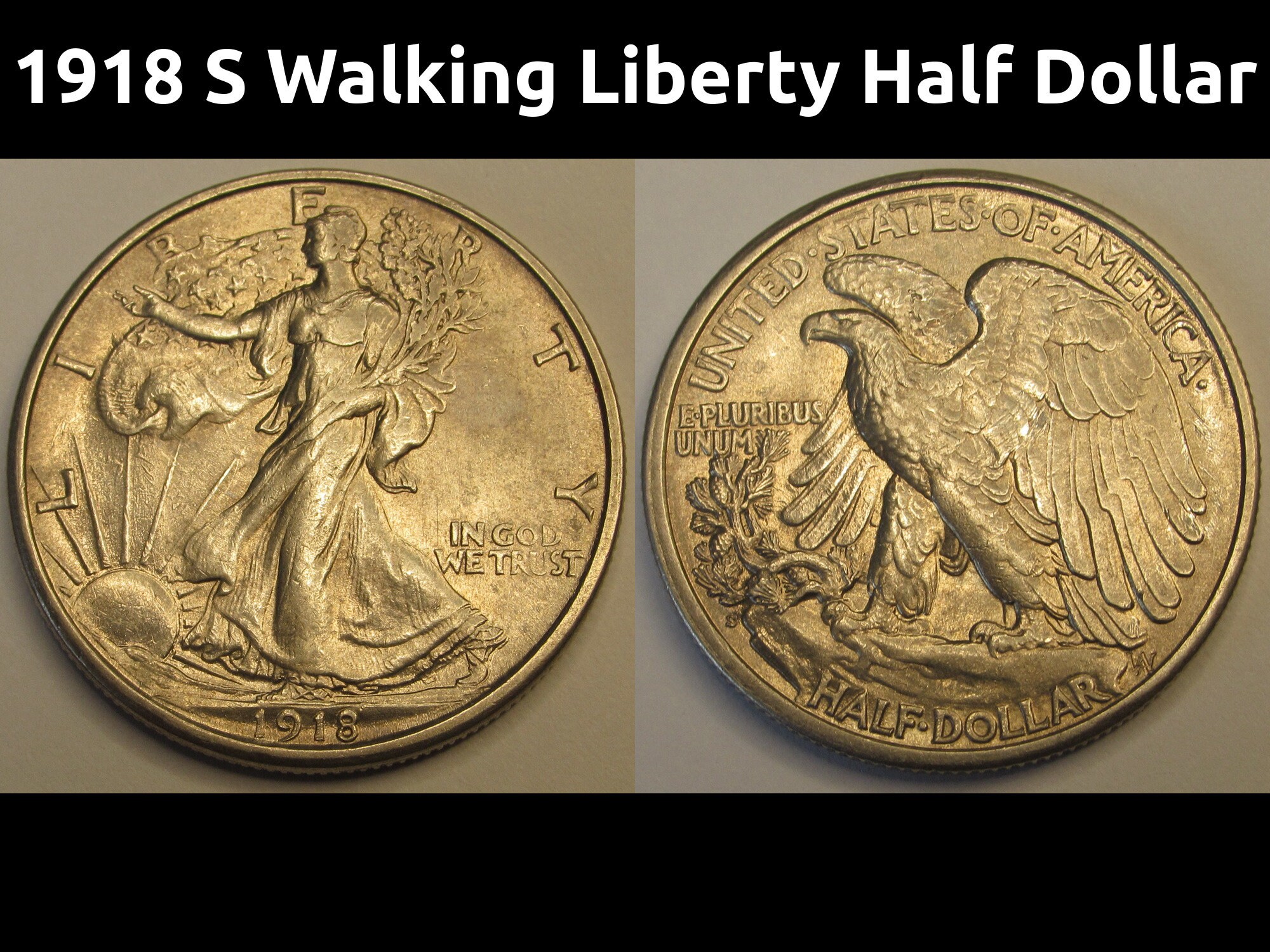 1918 S Walking Liberty Half Dollar - Higher Grade Early Date 1918 S Walking Liberty Half Dollar - Higher Grade Early Date