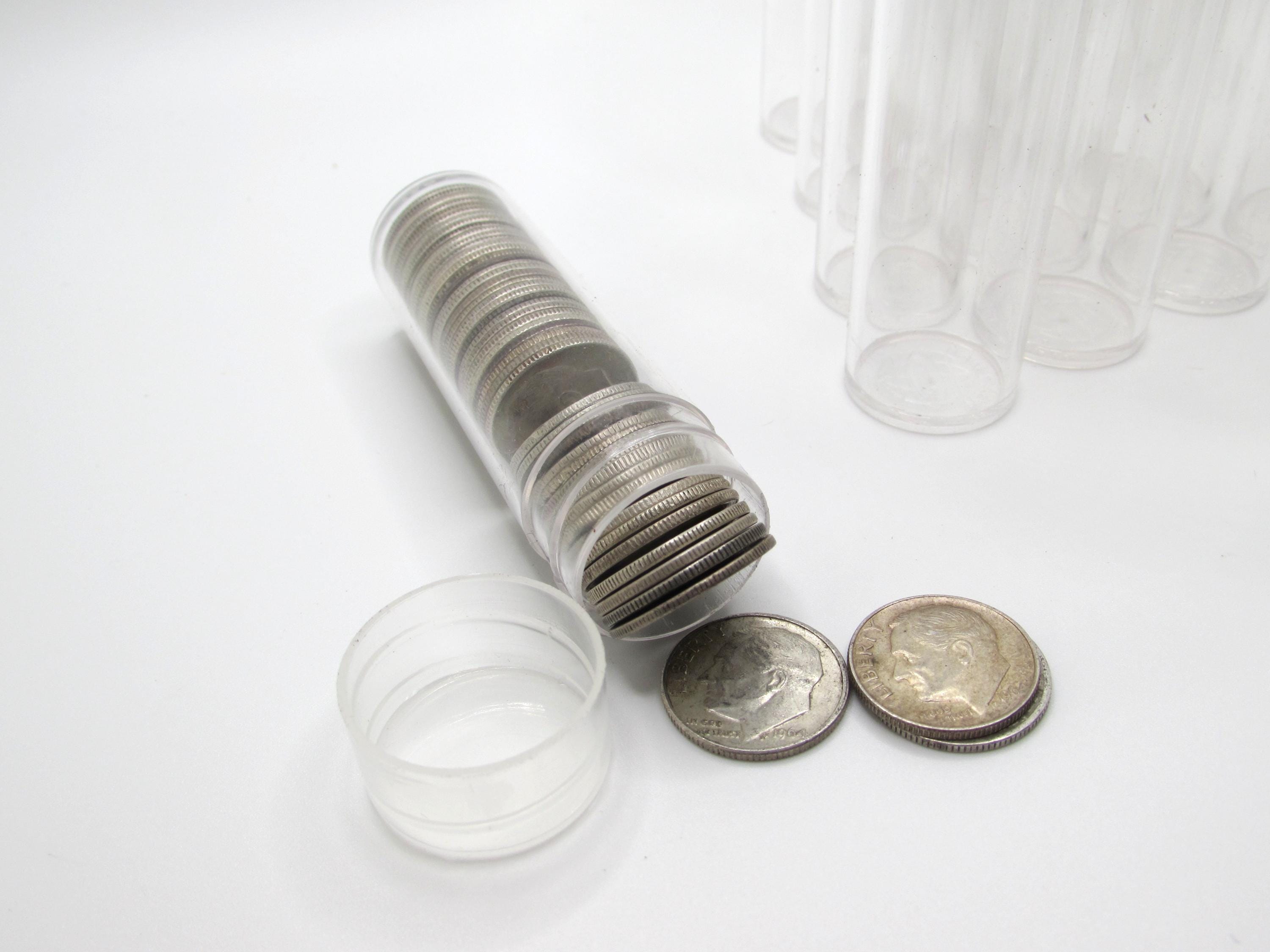 thumbnail image 2 of 100) BCW Brand Round Clear Plastic (Dime) Size Coin Storage Tube Holders With Screw On Lid 2 of 14