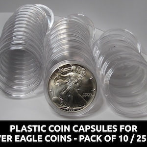 Plastic coin capsules for American Silver Eagle - 41mm holders for coins - pack of 10 / 25 / 50 / 100 / 200