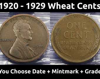 Lincoln Wheat Pennies - 1920 a 1929 PDS - elija fecha / marca de ceca / grado - 1920, 1921, 1922, 1923, 1924, 1925, 1926, 1927, 1928, 1929