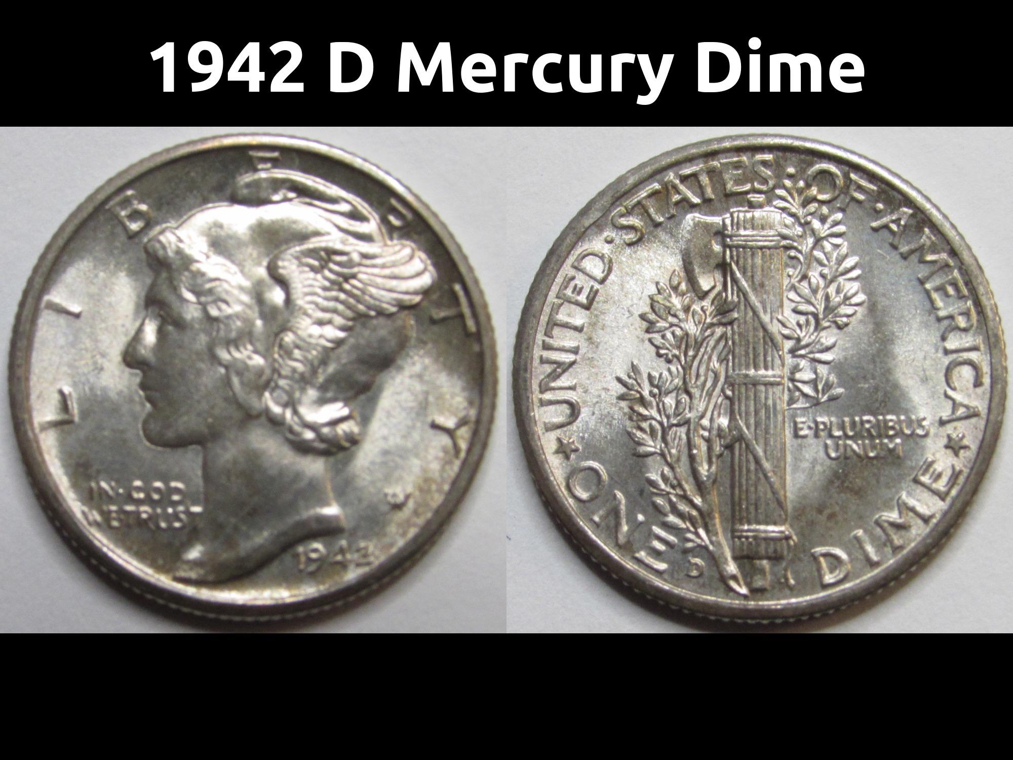 1942 D Mercury Dime - Antique Denver Mintmark American Silver Dime