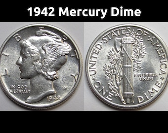 1942年マーキュリーダイム - 未流通のアメリカ製銀貨 - Etsy 日本