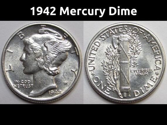 1942年マーキュリーダイム - 未流通のアメリカ製銀貨 - Etsy 日本