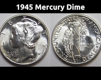 1945 Mercury Dime - antique WW2 silver American dime