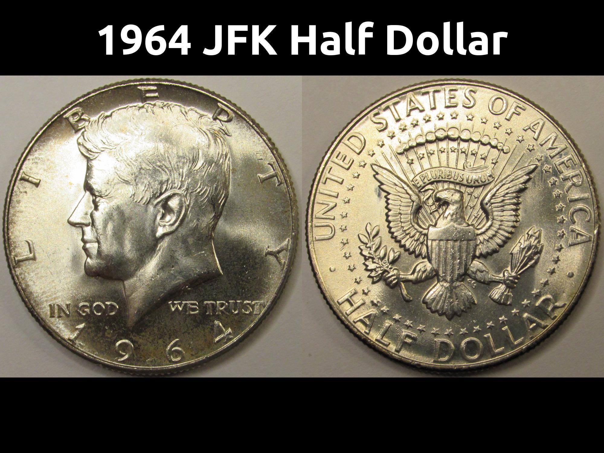 1964年 JFK ハーフダラー - 未使用の、発行初年度の華やかな銀貨